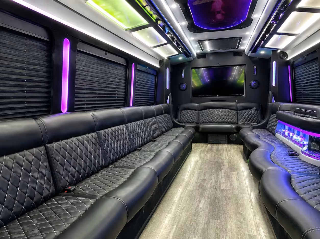 20 passenger party bus inside